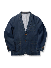 リーフブローチ付きデニム テーラードジャケット