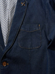 リーフブローチ付きデニム テーラードジャケット