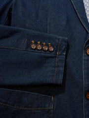 リーフブローチ付きデニム テーラードジャケット