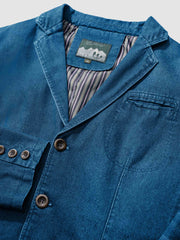 裏ストライプ柄 デニム テーラードジャケット