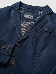 裏ストライプ柄 デニム テーラードジャケット