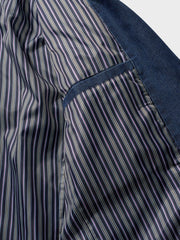 裏ストライプ柄 デニム テーラードジャケット