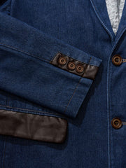 ブローチ付 デニムテーラードジャケット