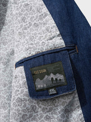 ブローチ付 デニムテーラードジャケット