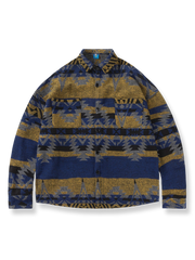 幾何学 織り長袖シャツ