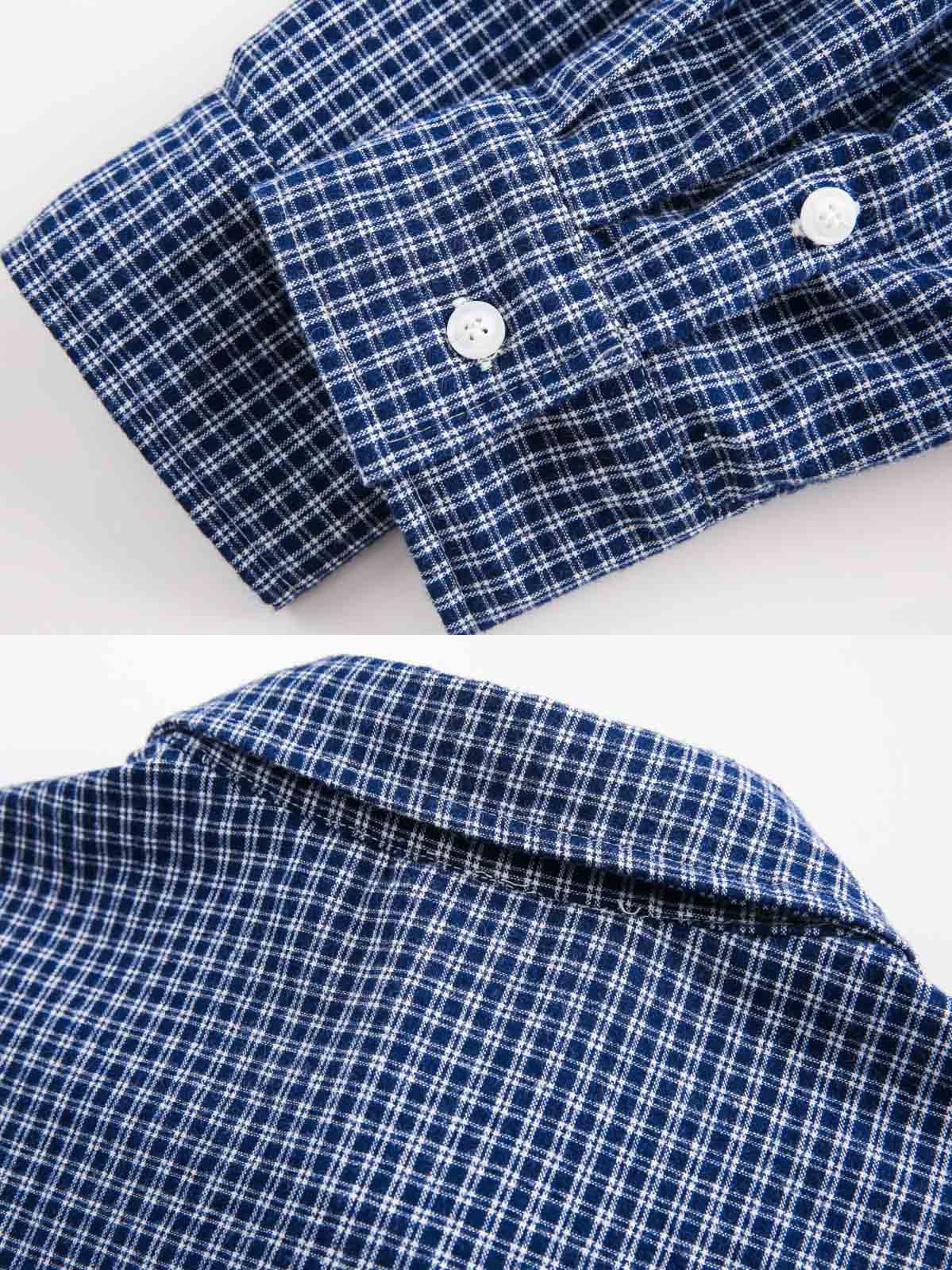 製品画像
「フリンジ加工 チェック柄シャツの正面全体図。ヴィンテージ感あふれるチェックパターンとフリンジヘムのデザインが特徴的で、個性的かつ多用途なスタイルを実現。ルーズフィットのシルエットと柔らかい素材感が快適な着心地を提供する万能アイテム。」
詳細画像
「フリンジ加工 チェック柄シャツのディテール特写。裾部分のフリンジ加工が視覚的なアクセントとなり、ヴィンテージ感を引き立てる。丁寧に作られたボタンと柔らかな素材感が、高い品質と快適さを強調している。」