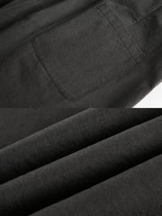 製品画像
黒色のプリーツ入り剣道着スタイルワイドパンツ正面デザイン。剣道着からインスパイアされた結び紐ディテールと前面のプリーツ加工が特徴で、ゆったりとしたワイドシルエットが和の美意識を現代風に表現
詳細画像
腰紐ディテールと流れるような前面プリーツの特写。立体感のあるプリーツ加工と丁寧に仕立てられたコットン素材が、禅の静けさと上品さを際立たせる仕上がり