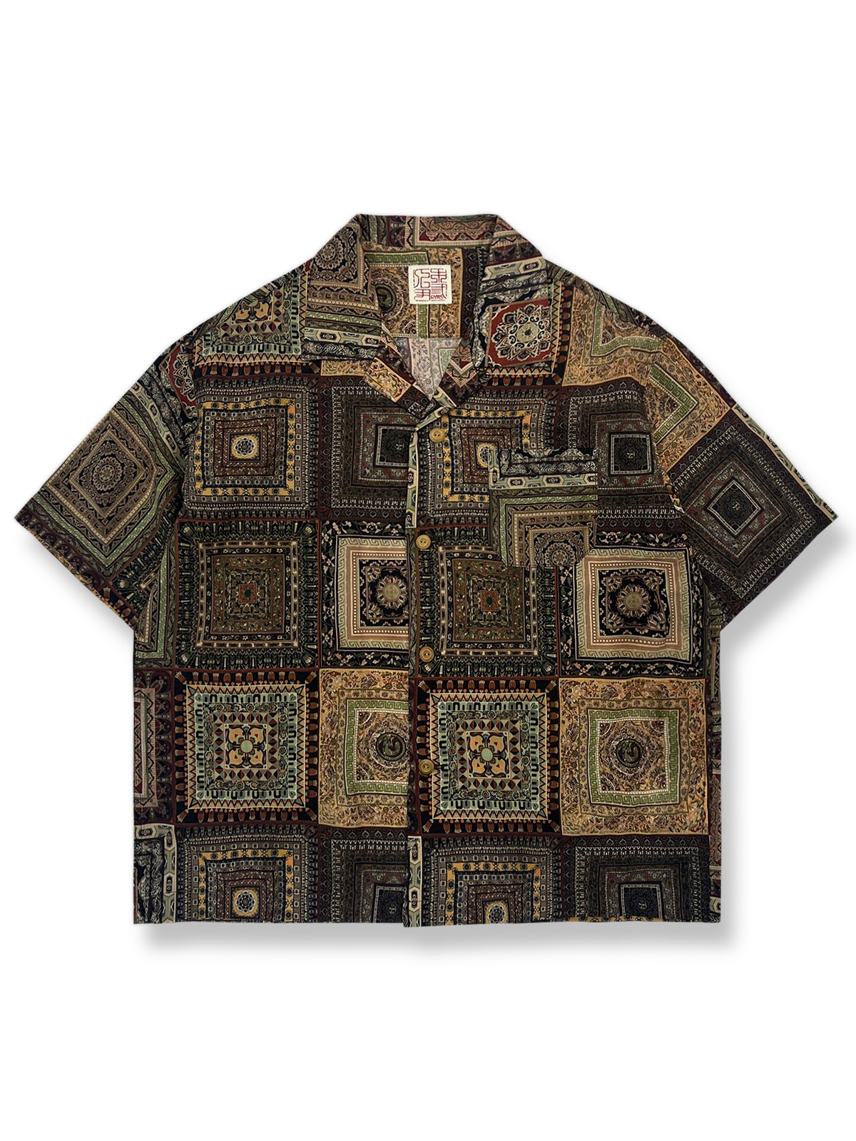 トンコウプリント テンセル キューバカラーシャツの正面図