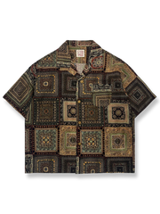 トンコウプリント テンセル キューバカラーシャツの正面図