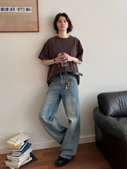 ヴィンテージウォッシュワイドデニムパンツ