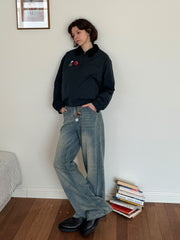 ヴィンテージウォッシュワイドデニムパンツ