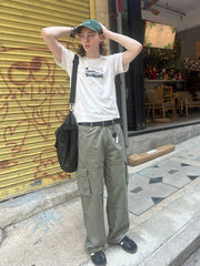 パッチワーク風マルチポケットカーゴパンツ