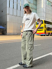 パッチワーク風マルチポケットカーゴパンツ