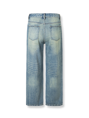 レトロ破れストレートジーンズ