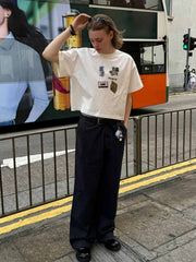 趣味柄クロップドTシャツ