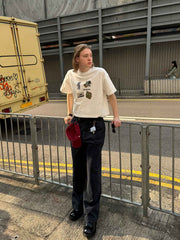 趣味柄クロップドTシャツ