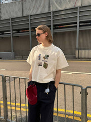 趣味柄クロップドTシャツ