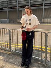 趣味柄クロップドTシャツ