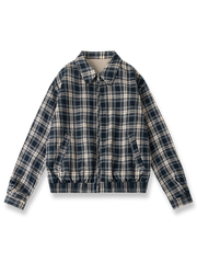 リバーシブルヴィンテージチェック柄ハリントンジャケット正面展示