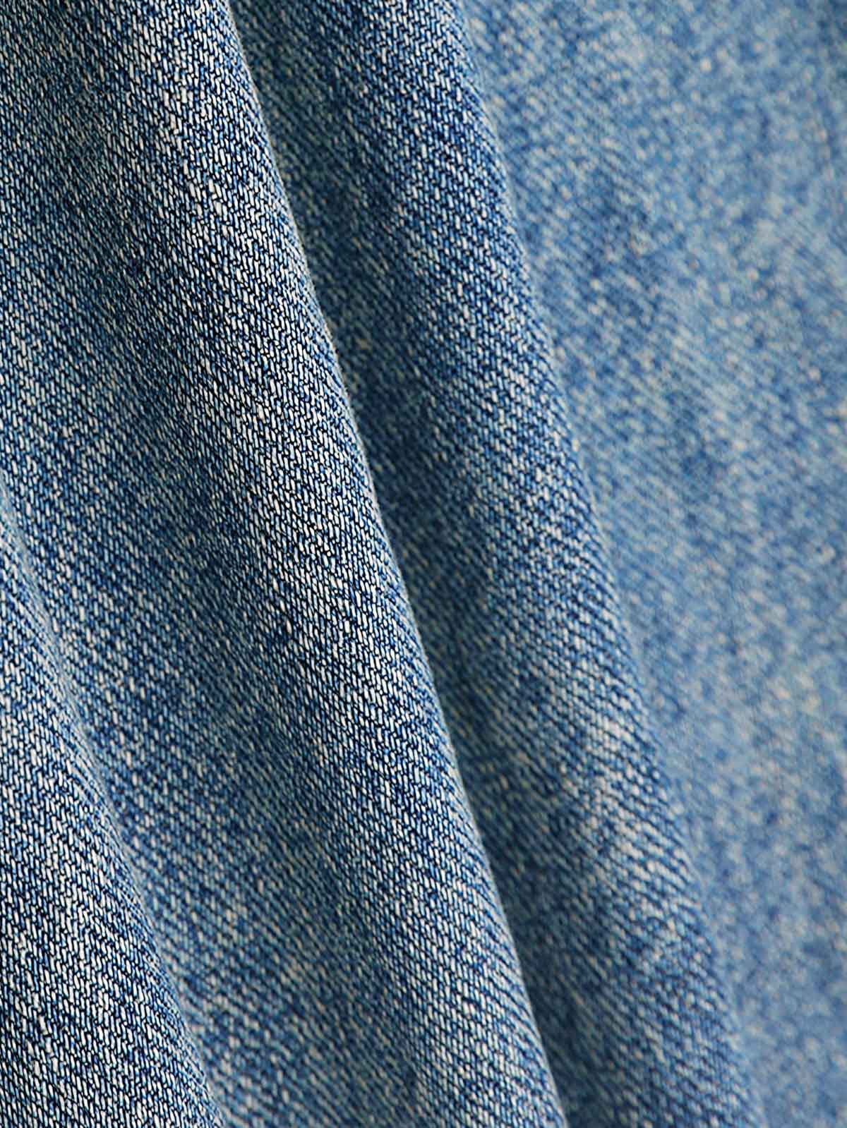デニムのバーニング加工とヴィンテージウォッシュ加工のディテール特写