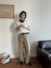 モデルが着用したヴィンテージ風ストレートパラトルーパーカーゴパンツ