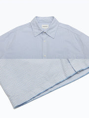 毛羽加工ブルーストライプ半袖シャツのディテール画像