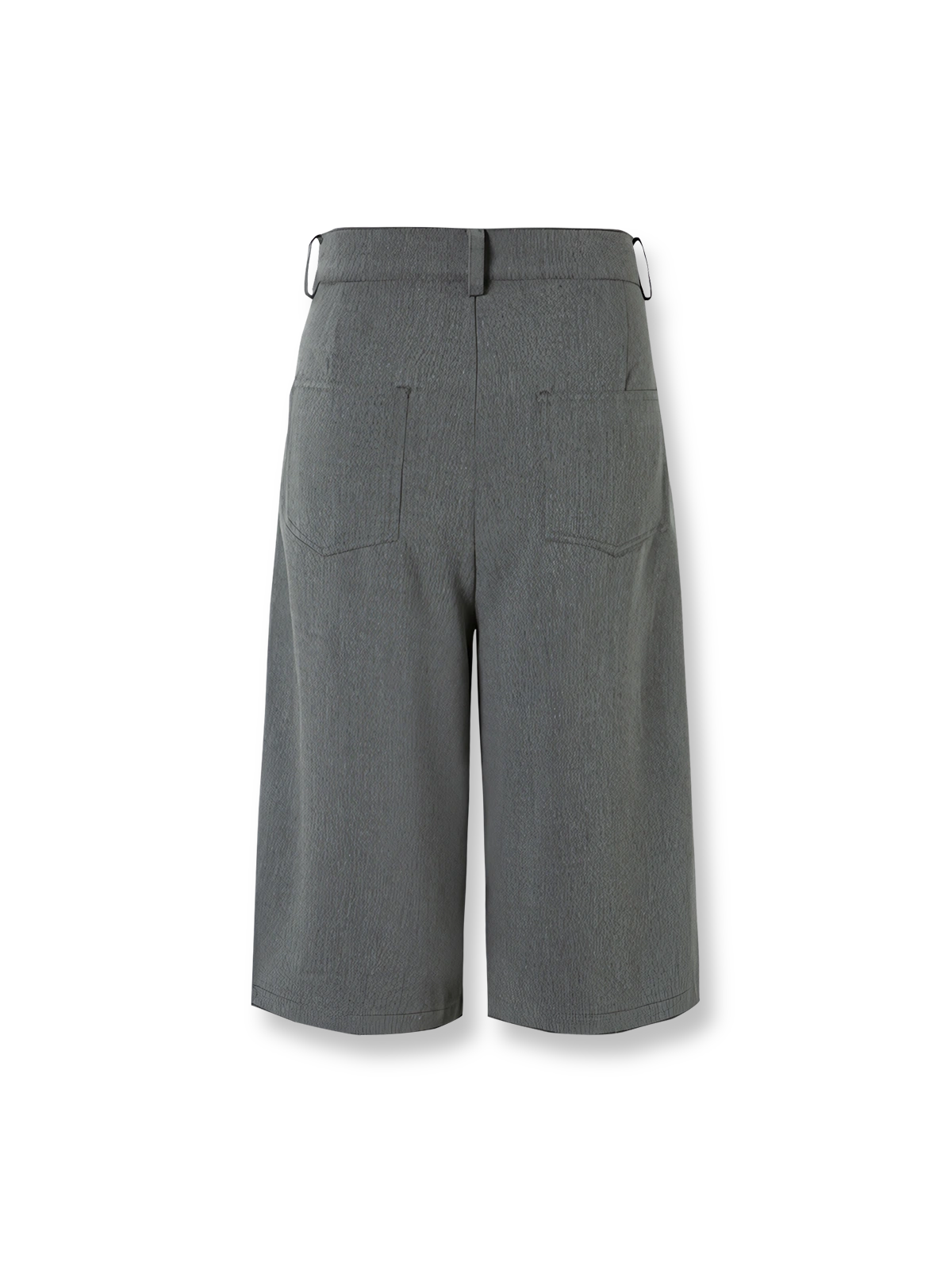 グレーのストレートドレープクロップドパンツ全体画像