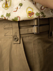 ハイウエスト ダブルプリーツ ガーカショートパンツ