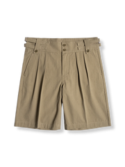 ハイウエスト ダブルプリーツ ガーカショートパンツ