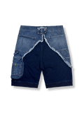 パッチワークスタイルデニムショートパンツ