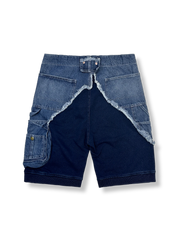 パッチワークスタイルデニムショートパンツ