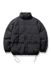 無地立襟 ポケット付きダウンジャケット