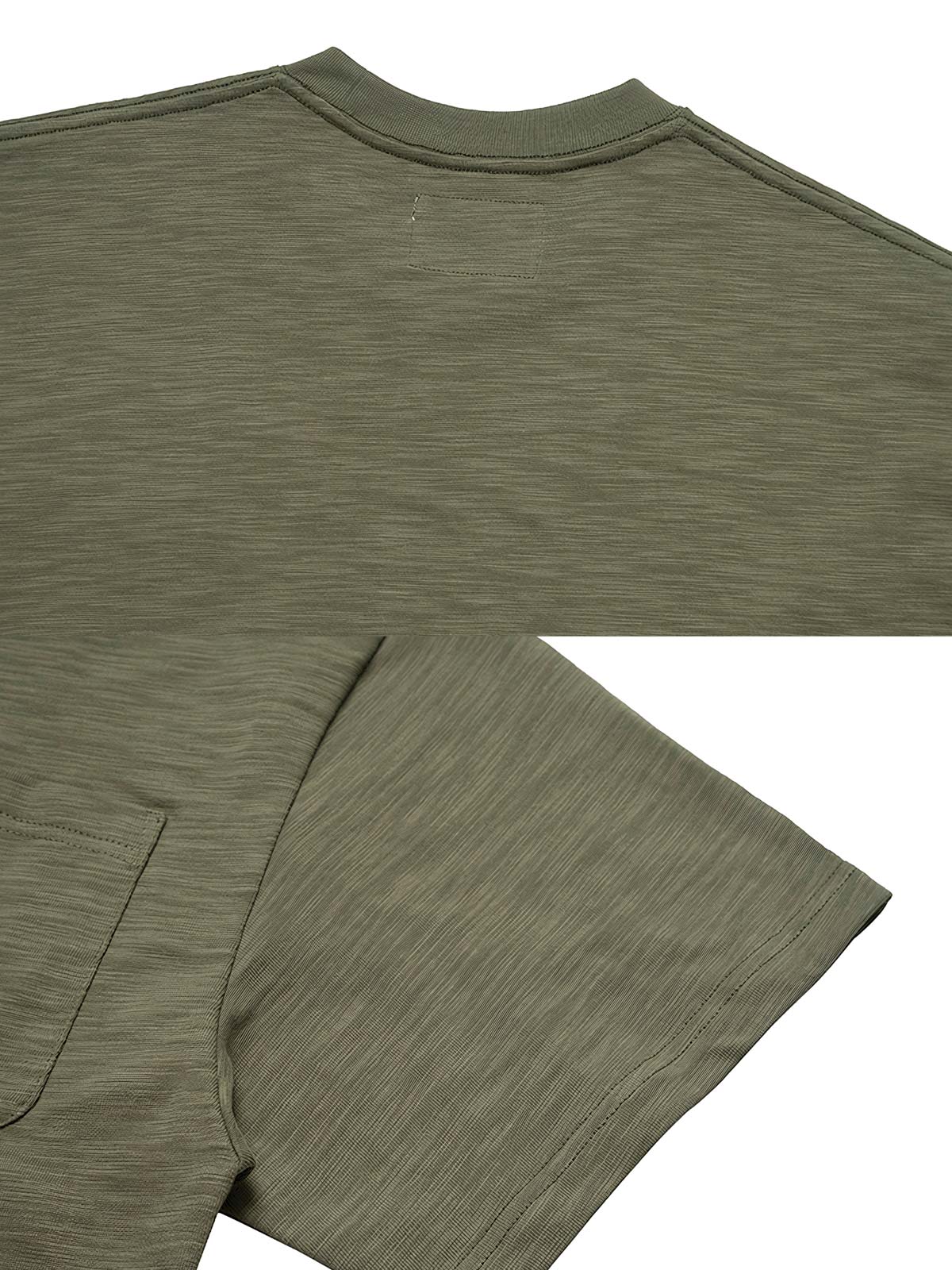 スラブコットン半袖Tシャツポケットの刺繍ディテール