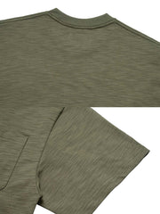 スラブコットン半袖Tシャツポケットの刺繍ディテール