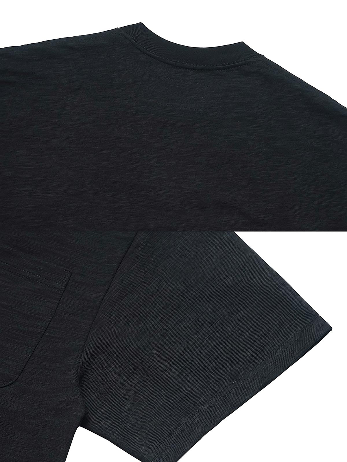 スラブコットン半袖Tシャツポケットの刺繍ディテール