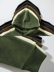 製品画像:
5色のカラーバリエーションが揃った厚手裏起毛フード付きパーカー。柔らかく肌に優しい手触りで、通気性も良好。寒い季節にぴったりな保温性を提供し、ゆったりとしたシルエットで快適な着心地。クラシックで実用性とファッション性を兼ね備えたデザイン。
詳細画像:
厚手の裏起毛素材を使用したフード付きパーカー。ポリエステル素材で作られており、肌に優しく、保温性が高い。ドローコード付きのフードデザインで、機能性とトレンド感を両立。