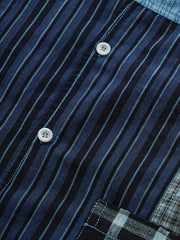 藍染 ボロ布パッチワーク アロハシャツ