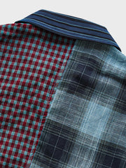 藍染 ボロ布パッチワーク アロハシャツ