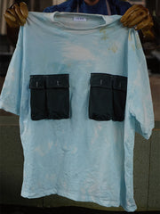 四つの立体ポケットと植物染色の詳細図