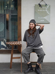 古法草木染グレー半袖Tシャツ