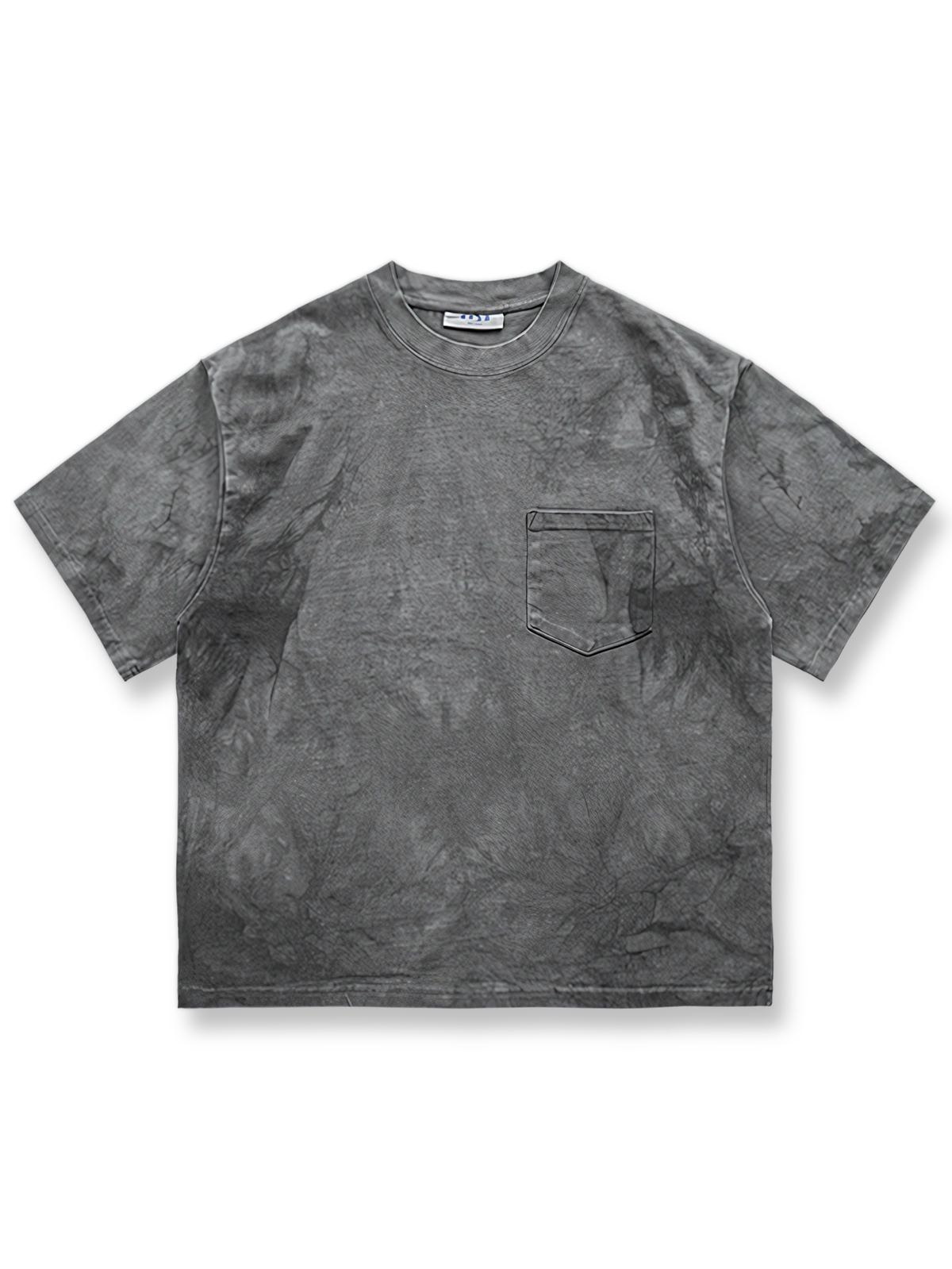 古法草木染めワイドフィット雪花絞り灰色半袖Tシャツ