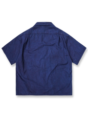 手作り古法植物染め4ポケット半袖シャツ正面図