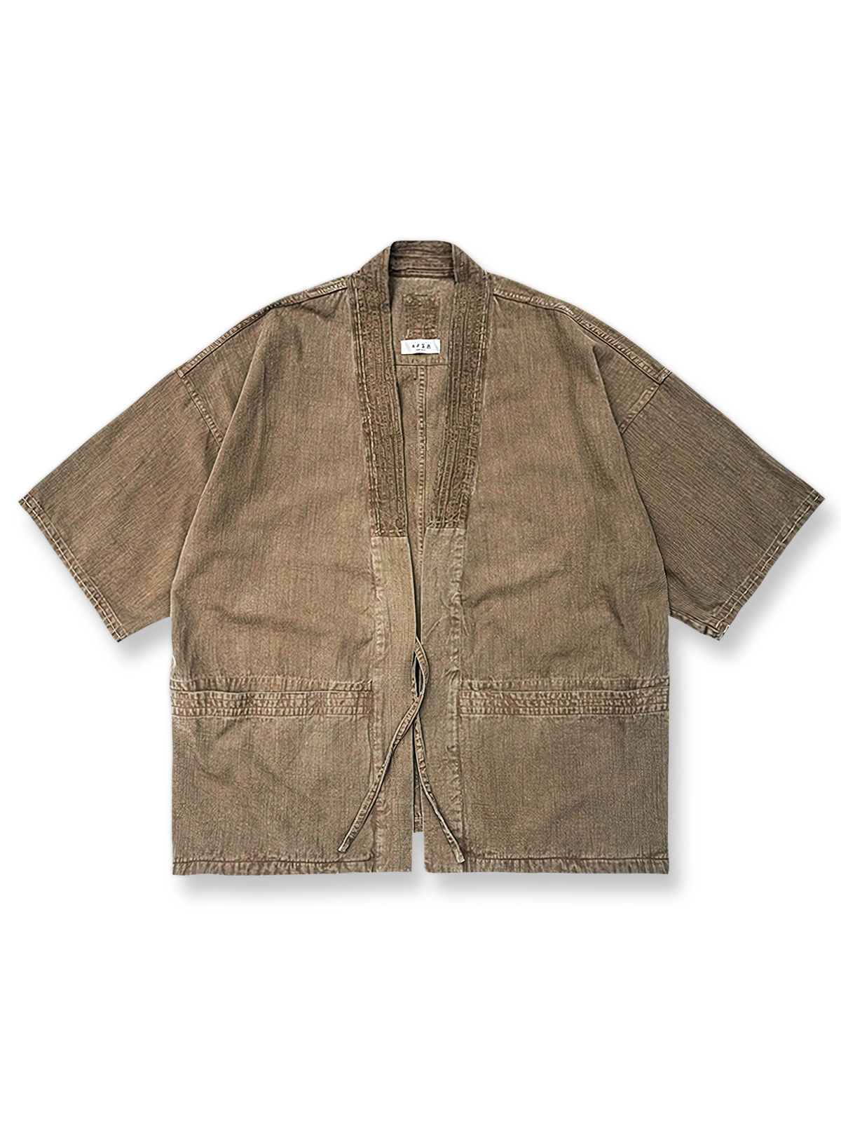 手工絞り染めワイドはんてんの正面図