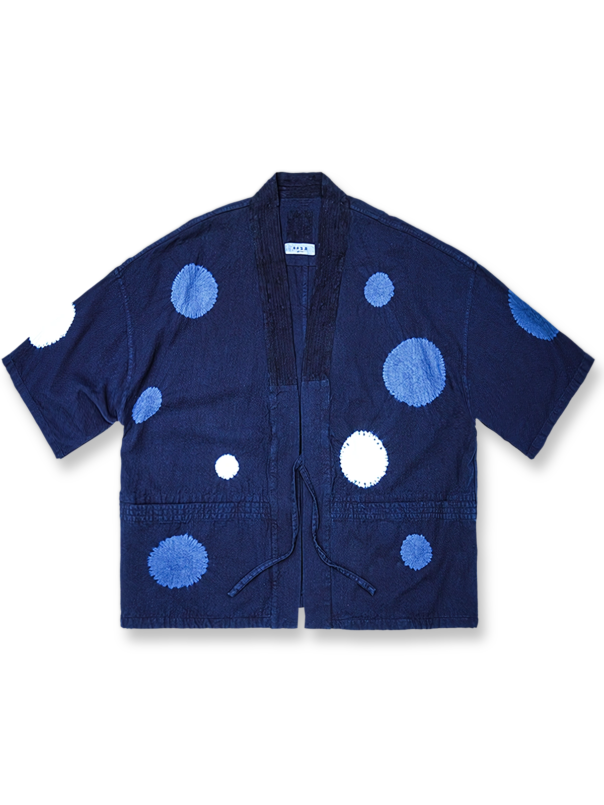 手作りタイダイ染めルーズはんてんの前面が見える商品画像