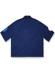 手工絞り染めワイドはんてんの正面図