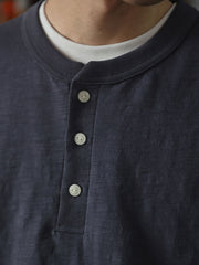 定番 スラブコットン ヘンリーネック 半袖Tシャツ