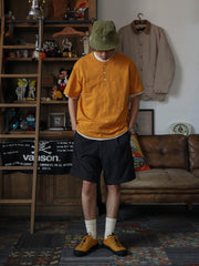 定番 スラブコットン ヘンリーネック 半袖Tシャツ