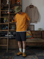 定番 スラブコットン ヘンリーネック 半袖Tシャツ