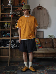 定番 スラブコットン ヘンリーネック 半袖Tシャツ