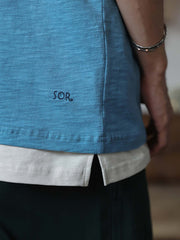 定番 スラブコットン ヘンリーネック 半袖Tシャツ